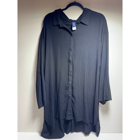 Swimsuits For All Women’s Plus Size Shea High-Low Button Front Cover Up Shirt - Picture 4 of 7